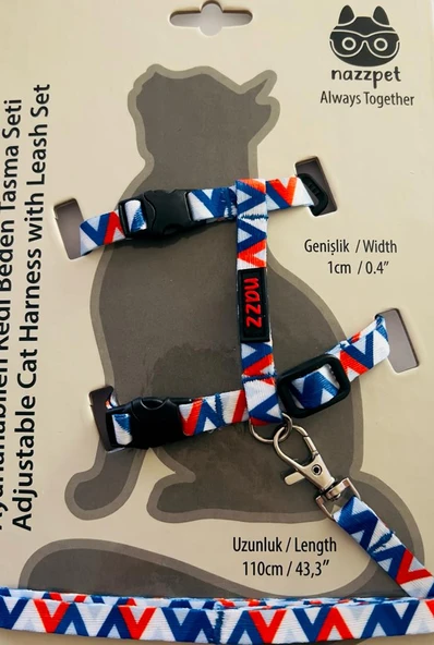 Nazz Kedi Göğüs Tasması Mavi Çizgili ürün görseli 1