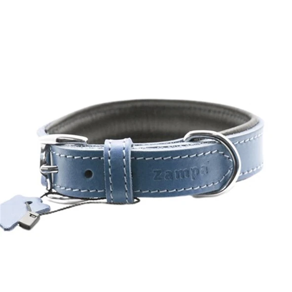 Zampa Yumuşak Dokulu Gerçek Deri Tribeca Köpek Boyun Tasması Lacivert 3x63 Cm ürün görseli 1