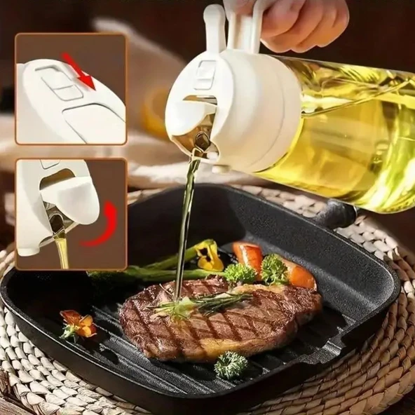 AMS NET® 2si 1arada Yağ Dökücü ve Spreyli Yağdanlık Cam Yağ Püskürtücü - Resim 4