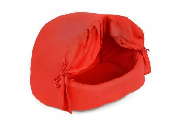 ​Pet Pretty Perdeli Kumaş Yuvalı Kedi ve Köpek Yatağı 40*50*36 Cm ürün görseli 1