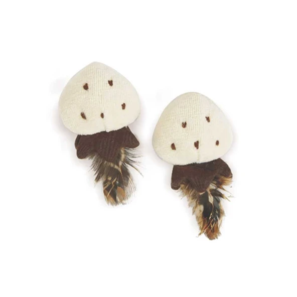 Zampa Çevre Dostu Peluş Tüylü Kedi Oyuncağı Kahverengi Beyaz 5 Cm ürün görseli 1