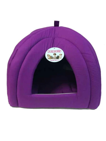 Pet Pretty Piramit Kumaş Yuvalı Kedi Yatağı Mor 43x43x40 Cm ürün görseli 1