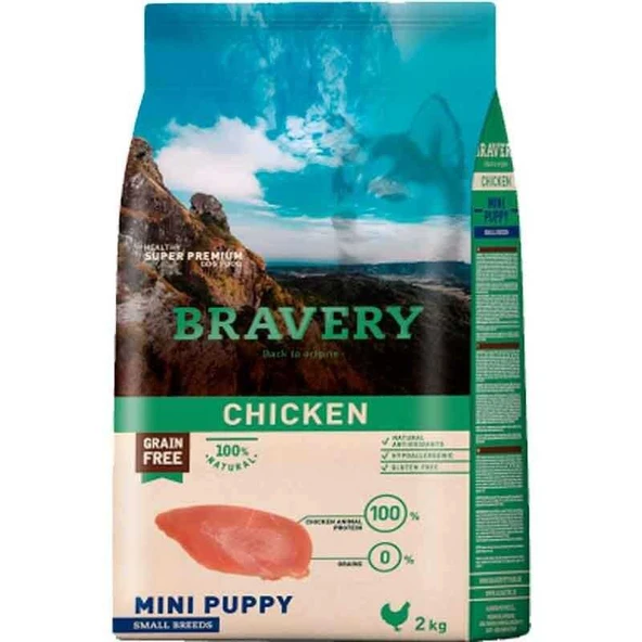 Bravery Tahılsız Tavuklu Küçük Irk Yavru Köpek Maması 2 Kg ürün görseli 1
