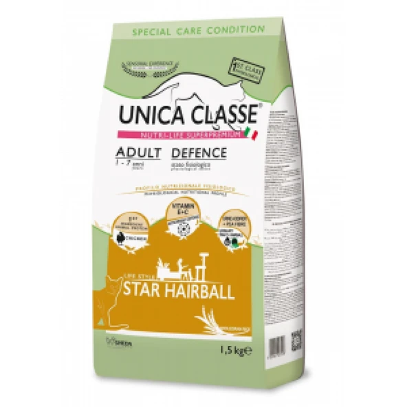 Unica Classe Yetişkin Defence Hairball Kedi Maması 1.5 Kg ürün görseli 1