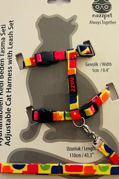 Nazz Kedi Göğüs Tasması Gökkuşağı ürün görseli 1