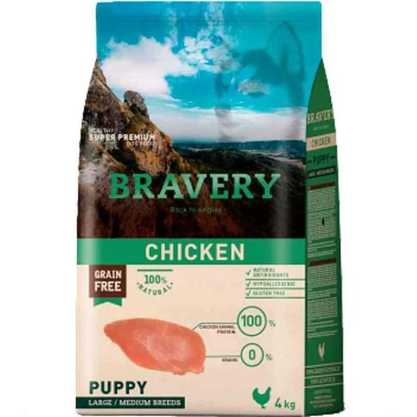 Bravery Tahılsız Tavuklu Yavru Köpek Maması 4 Kg ürün görseli 1