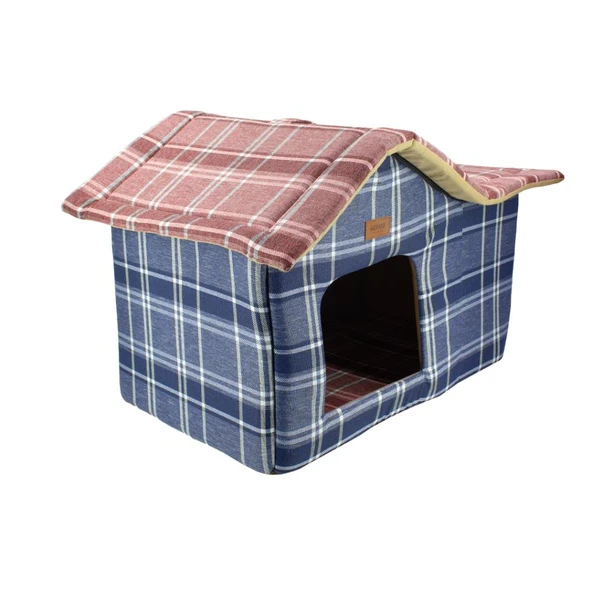 Lepus Kedi ve Köpek Cabin Kulübe Yatak Ekose 35X60X40 Cm ürün görseli 1