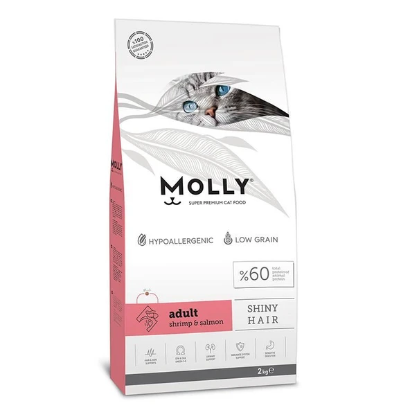 Molly Somonlu Karidesli Düşük Tahıllı Yetişkin Kedi Maması 2 Kg ürün görseli 1