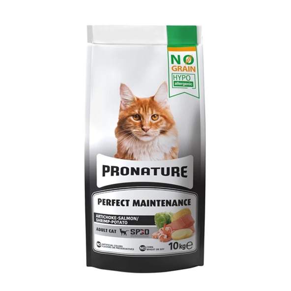 Pronature Hypo-Allergenic Tahılsız Somonlu Karidesli ve Enginarlı Yetişkin Kedi Maması 10 Kg ürün görseli 1