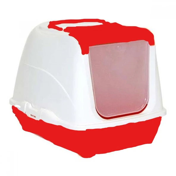 Moderna Flip Cat Filitreli Kapalı Kedi Tuvaleti Kırmızı 50 Cm ürün görseli 1