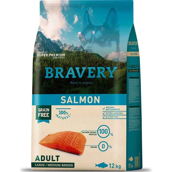 Bravery Adult Medium Large Somonlu Tahılsız Köpek Maması 12 Kg ürün görseli 1
