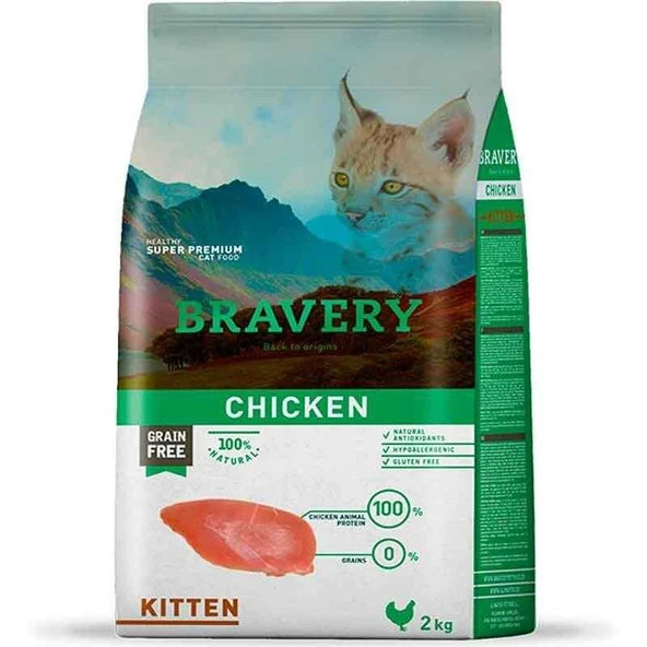 Bravery Tahılsız Yavru Kedi Maması Tavuklu 2 Kg ürün görseli 1