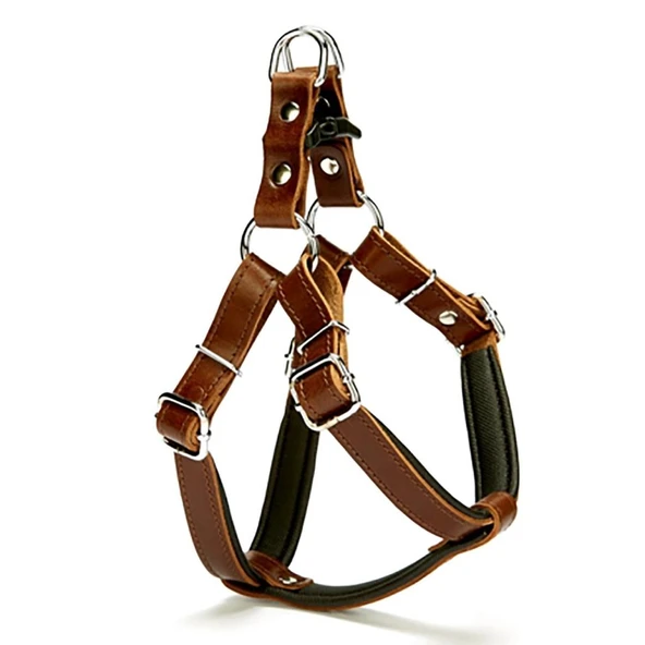 Doggie Konforlu Gerçek Deriden El Yapımı Ronin Model Köpek Göğüs Tasması S-1,5x40-45 Cm ürün görseli 1