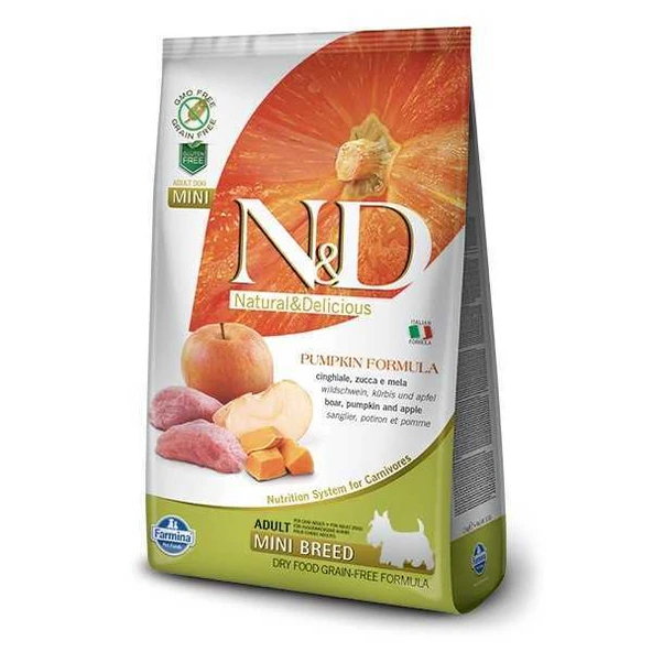 N&D Balkabaklı Yaban Domuzlu Tahılsız Küçük Irk Köpek Maması 2.5 Kg ürün görseli 1