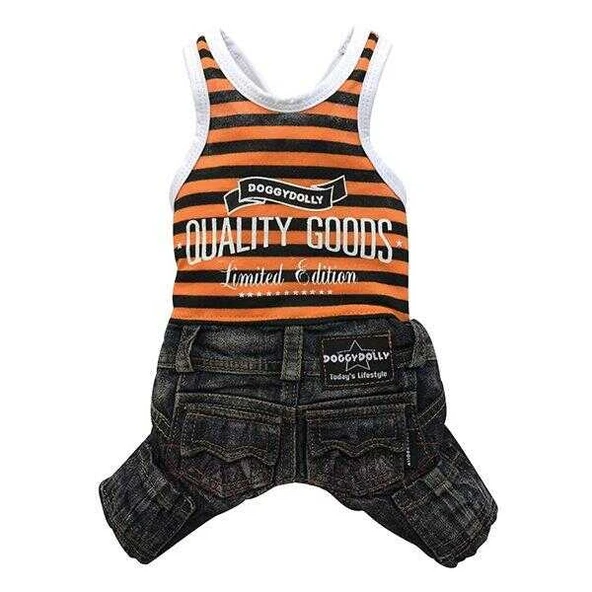 Doggy Dolly Turuncu Askılı Tulum Large ürün görseli 1