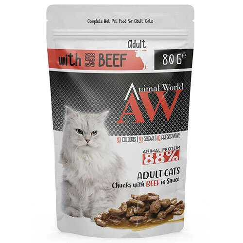 Animal World With Biftek Etli Kedi Yaş Maması 80 Gr ürün görseli 1