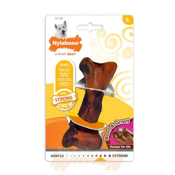 Nylabone Biftek ve Gravy Sos Aromalı Köpek Çiğneme Kemiği Small 12 Cm ürün görseli 1