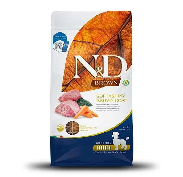 N&D Brown Kuzu ve Havuç Kahverengi Tüylü Mini Irk Tahılsız Köpek Maması 2 Kg ürün görseli 1