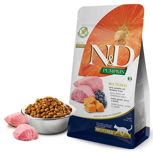 N&D Pumpkin Kuzu Yaban Mersini Kısırlaştırılmış Kedi Maması 1.5 Kg ürün görseli 1