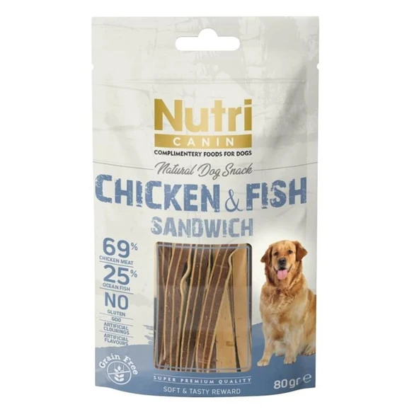 Nutri Canin Tahılsız Tavuklu Balıklı Köpek Ödül Maması 80 Gr ürün görseli 1