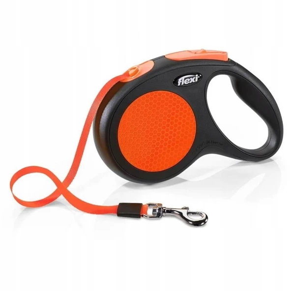 Flexi Neon Turuncu Otomatik Şerit Tasma Medium 5 Mt 25 Kg ürün görseli 1