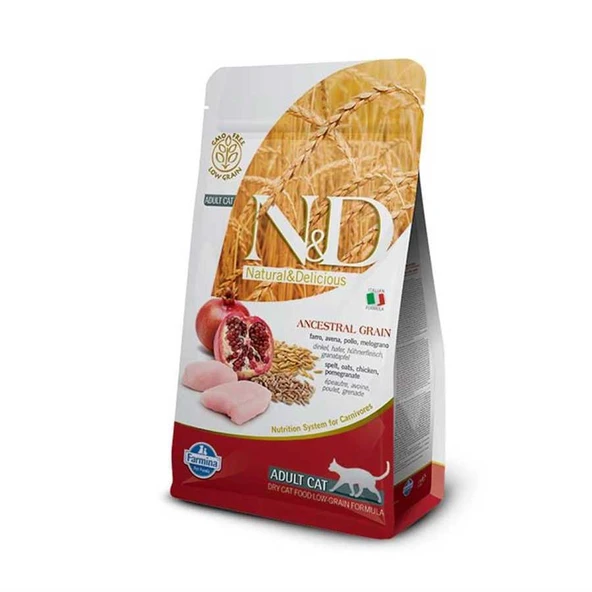 N&D Düşük Tahıllı Tavuklu Narlı Yetişkin Kedi Maması 1.5 kg ürün görseli 1