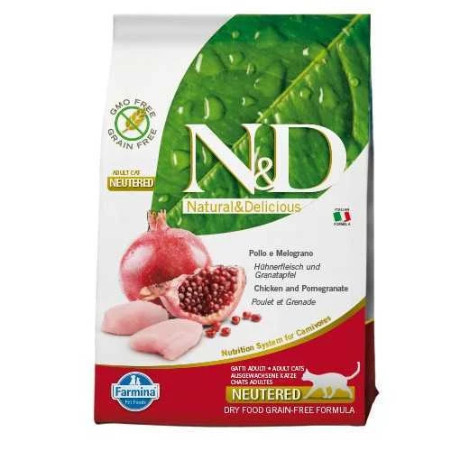 N&D Tavuk ve Narlı Tahılsız Kısırlaştırılmış Kedi Maması 5 Kg ürün görseli 1