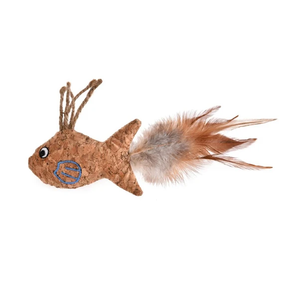 Zampa Kahverengi Tüylü Hasır Balık Kedi Oyuncağı 21x10,3 Cm ürün görseli 1