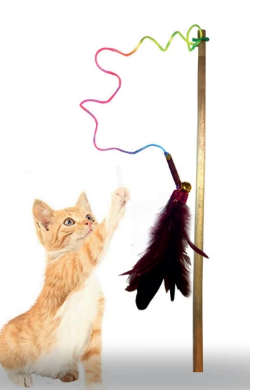 Matatabi Cats Ahşap Saplı Kedi Olta Oyuncağı Tüylü ürün görseli 1