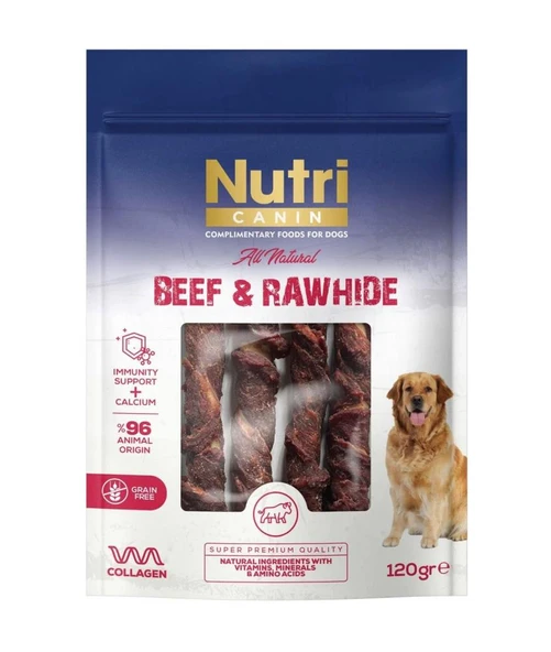 Nutri Canin Sığır Eti Sarılı Tahılsız Büyük Boy Kemik Köpek Ödülü 120 Gr ürün görseli 1
