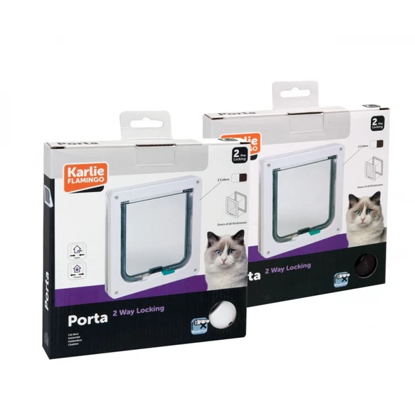 Karlıe 2 Yön Kilitli Kedi Kapısı Kahverengi 19,2x20 Cm ürün görseli 1