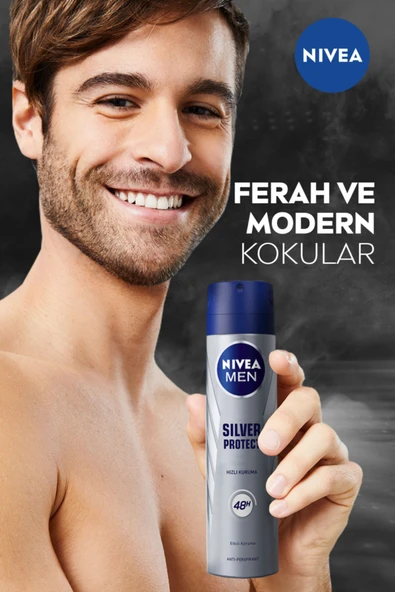 Nivea Men Erkek Sprey Deodorant Silver Protect 48 Saat Anti-perspirant Koruma 150ml - Resim 4