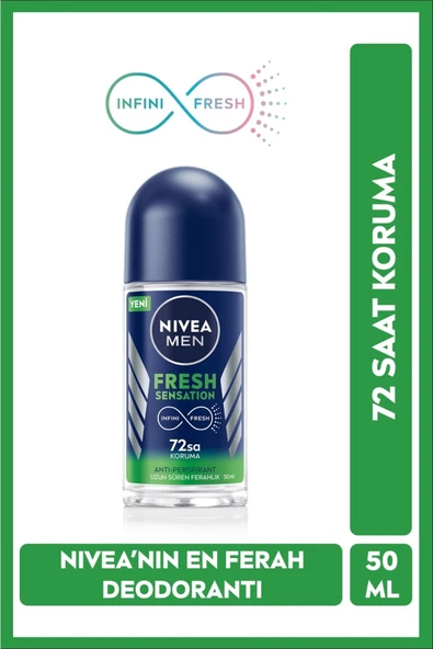 Nivea Men Fresh Sensation Roll On Deodorant 50 Ml,72 Saat Anti-perspirant Koruma,uzun Süren Ferahlık ürün görseli 1
