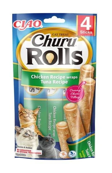 Ciao Churu Rolls Sticks Tavuk Sargılı Ton Balıklı Kedi Ödül Maması 4x10 Gr ürün görseli 1