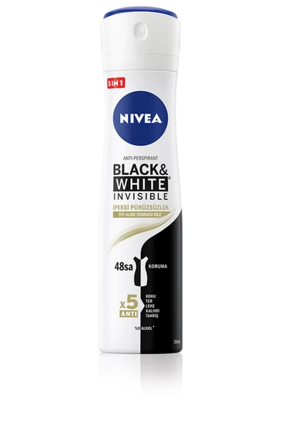 Nivea Kadın Sprey Deodorant Black&white Invisible Ipeksi Pürüzsüzlük 48 Saat Koruma 150ml - Resim 3