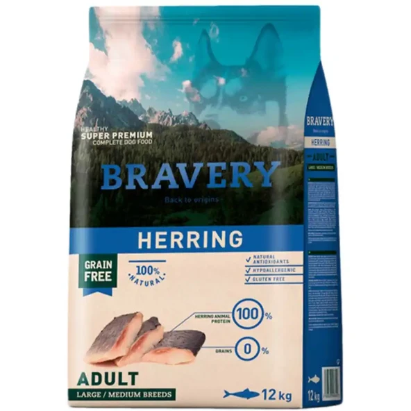 Bravery Tahılsız Ringa Balıklı Yetişkin Büyük/Orta Irk Köpek Maması 12 Kg ürün görseli 1