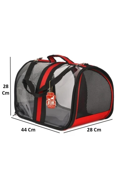 Pet Pretty Bacco Milano Şeffaf Çanta Kırmızı 28x44x28 Cm - Resim 4