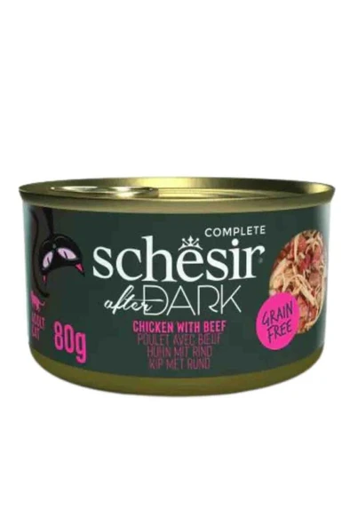 Schesir After Dark Sos İçinde Tavuk Etli ve Sığır Etli Yetişkin Kedi Konservesi 80 Gr ürün görseli 1