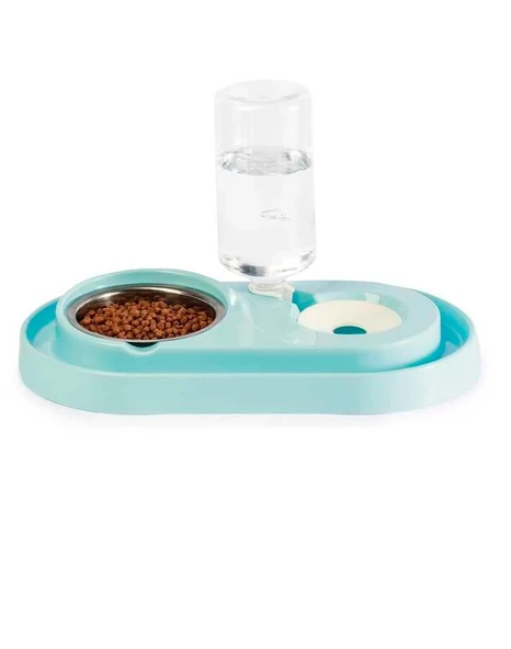 Tineke Hazneli Çelik Taslı Kedi Köpek Mama ve Su Kabı Seti 500 ml ürün görseli 1