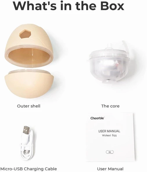 Cheerble Şarjlı Akıllı İneraktif Kedi Köpek Yumurta Oyuncağı Krem 8X8X10 Cm - Resim 2