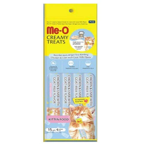 Me-O Creamy Treats Kitten Tavuk Ciğer ve Keçi Sütlü Yavru Kedi Ödülü 60 Gr 4X15 Gr ürün görseli 1