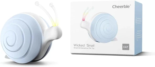 Cheerble Şarjlı Akıllı İneraktif Kedi Salyangoz Oyuncağı Mavi 7X5X5,8 Cm ürün görseli 1