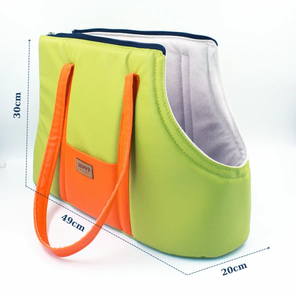 Lepus Sling Bag Kedi Köpek Omuz Taşıma Çantası Yeşil Turuncu 20X49X30 Cm ürün görseli 1