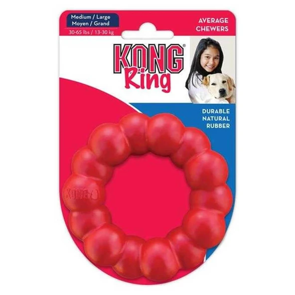 Kong Köpek Oyuncak Ring Medium Large Irklar İçin Kırmızı ürün görseli 1