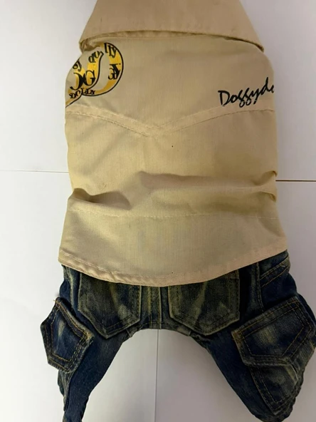 Doggy Dolly Kahve Mavi Gömlekli Pantalon Small ürün görseli 1