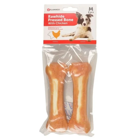 Flamingo Tavuk Kaplı Kemik 2'Li Köpek Ödülü 15 Cm ürün görseli 1
