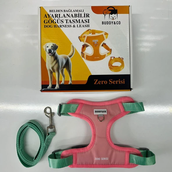 Buddy Co Zero Köpek Uzatmalı Göğüs Tasması Pembe Medium ürün görseli 1