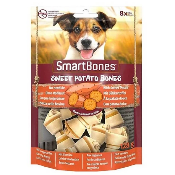 8 in1 Smart Bones Tatlı Patatesli Mini Kemik Köpek Ödülü 128 gr ürün görseli 1
