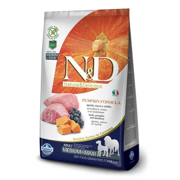 N&D Balkabaklı Kuzu Etli Medium Maxi Tahılsız Köpek Maması 12 Kg ürün görseli 1