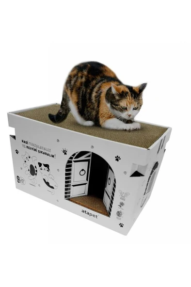 Ata Home Karton Kedi Tırmalama ve Dinlenme Evi ürün görseli 1